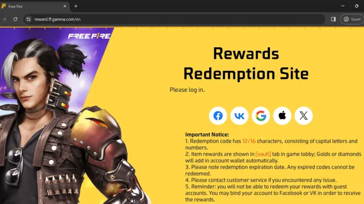 Free Fire redeem codes banner featuring characters and promotional text for obtaining free in-game items.