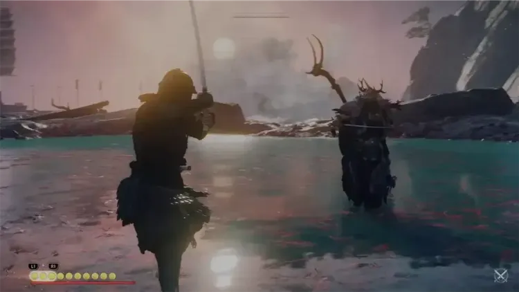 Jin Sakai faces the Eagle boss in a dramatic duel during the Ghost of Tsushima Iki Island expansion.