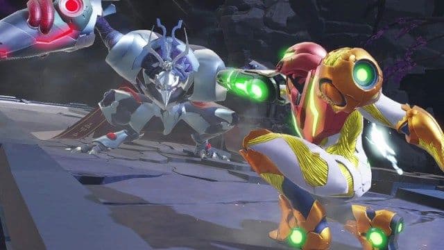 Samus Aran con su nuevo traje en Metroid Dread, un juego que devuelve la serie a sus raíces 2D.