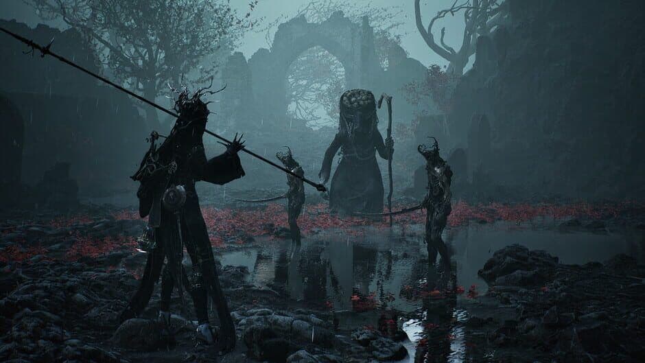 Exploring the dark fantasy world of Mortal Shell II with improved lighting and atmospheric effects over the original title.