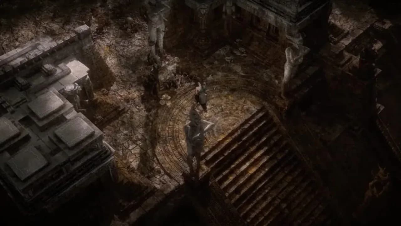 A powerful character unleashes magical abilities against a horde of enemies in a Path of Exile 2 combat encounter.