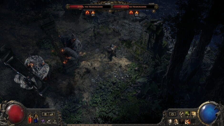Narrativa ambiental de Path of Exile 2 dentro de la distribución procedural de una mazmorra.