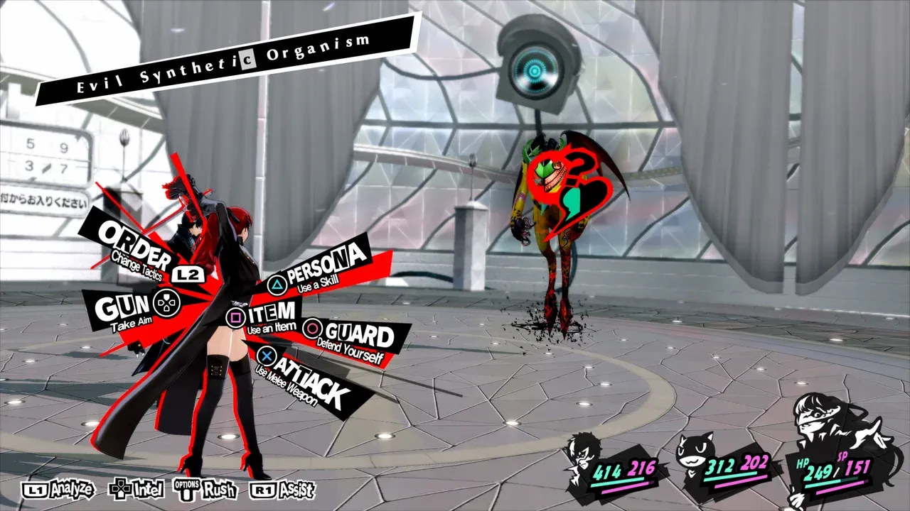 Turn-based combat interface and demon negotiation in the stylish JRPG Persona 5
