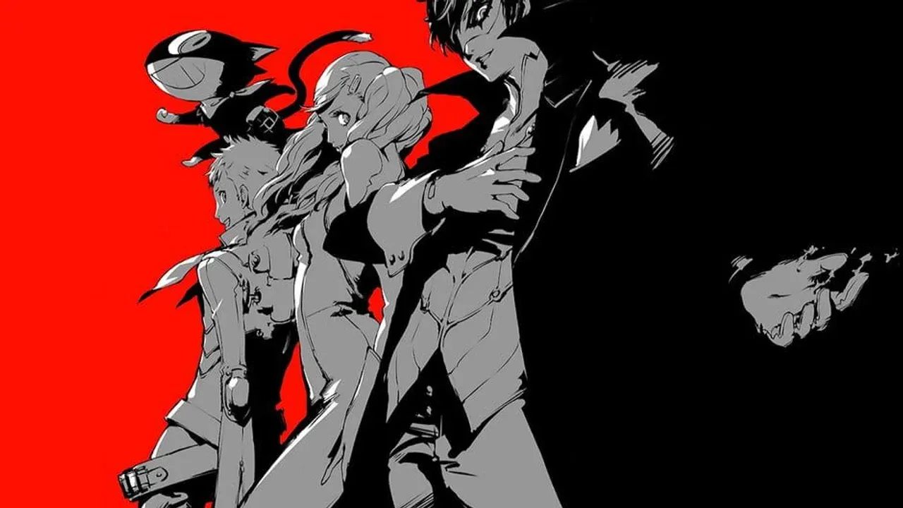 Joker and his Persona Arsene stand ready for battle in this official Persona 5 stylized character artwork.