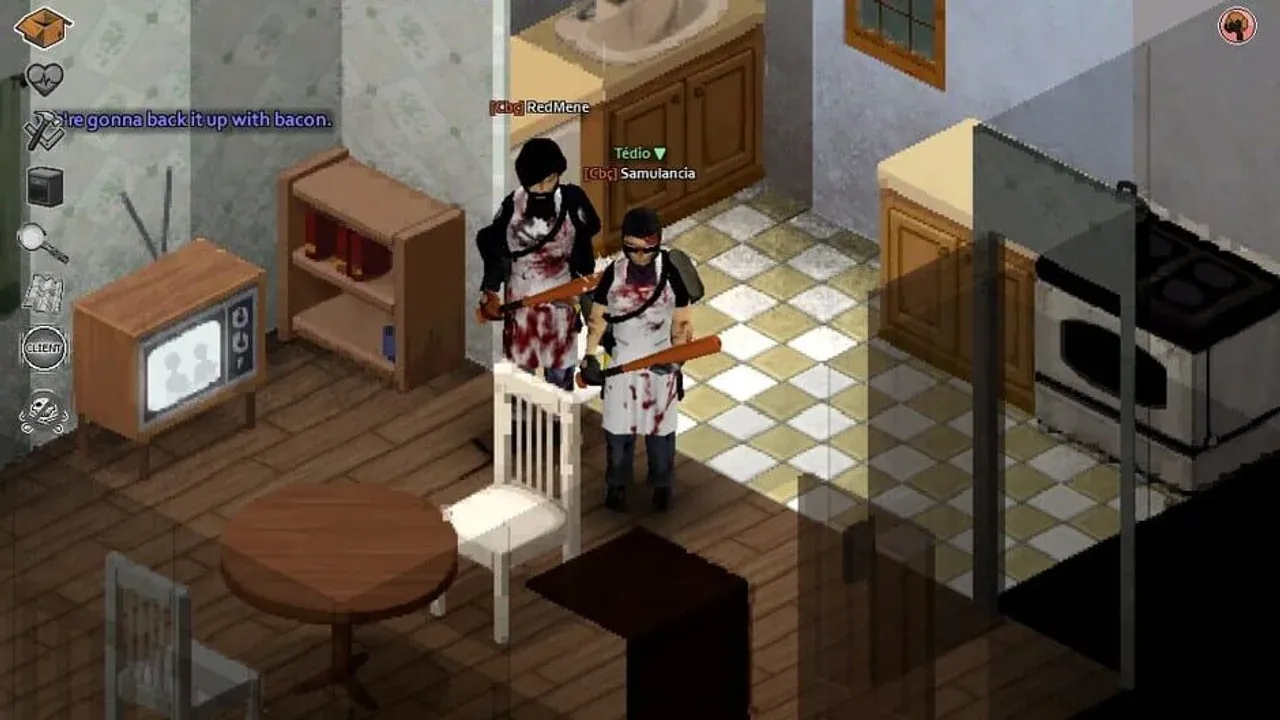 Project Zomboid survivors defending a house with improvised weapons