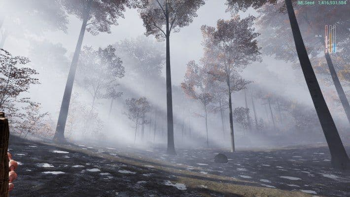 Una zona embarrada en Prologue: Go Wayback destaca las mecánicas de supervivencia ambiental del juego.