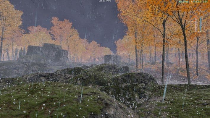 Una poderosa tormenta de lluvia y granizo cae a través de los biomas cambiantes de Prologue: Go Wayback!