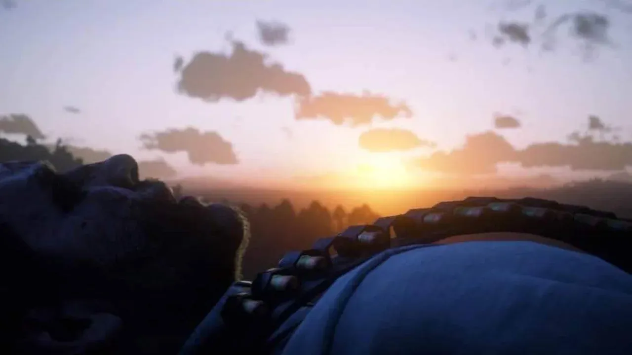 Arthur Morgan gazes at the sunset during the high honor ending of Red Dead Redemption 2.