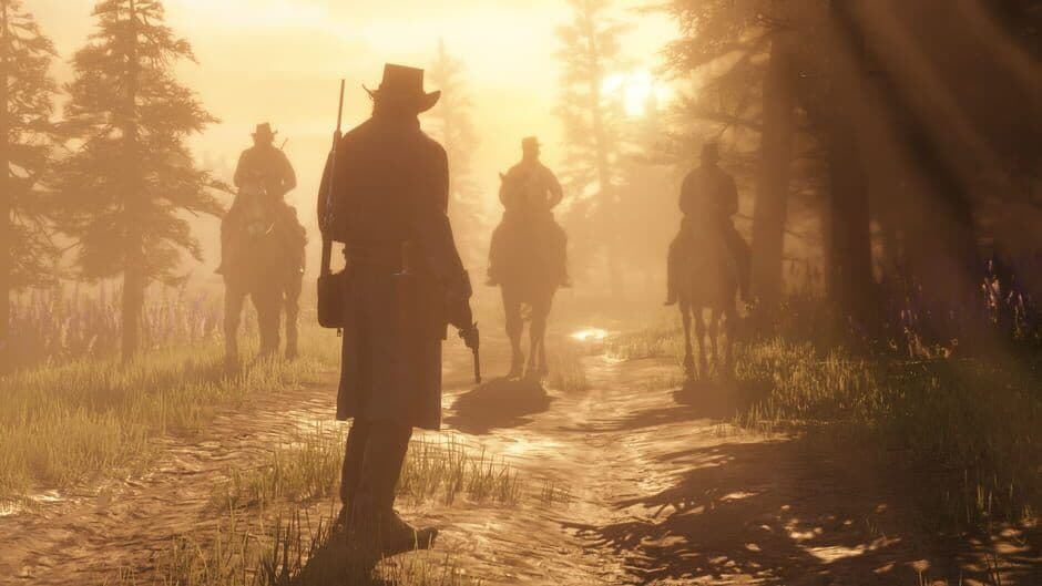 A dramatic sunset in Red Dead Redemption 2 representing the end of an era.