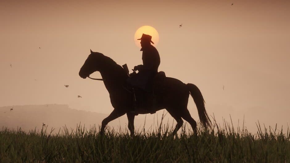Arthur Morgan in Red Dead Redemption 2 wearing a rugged leather jacket and hat.