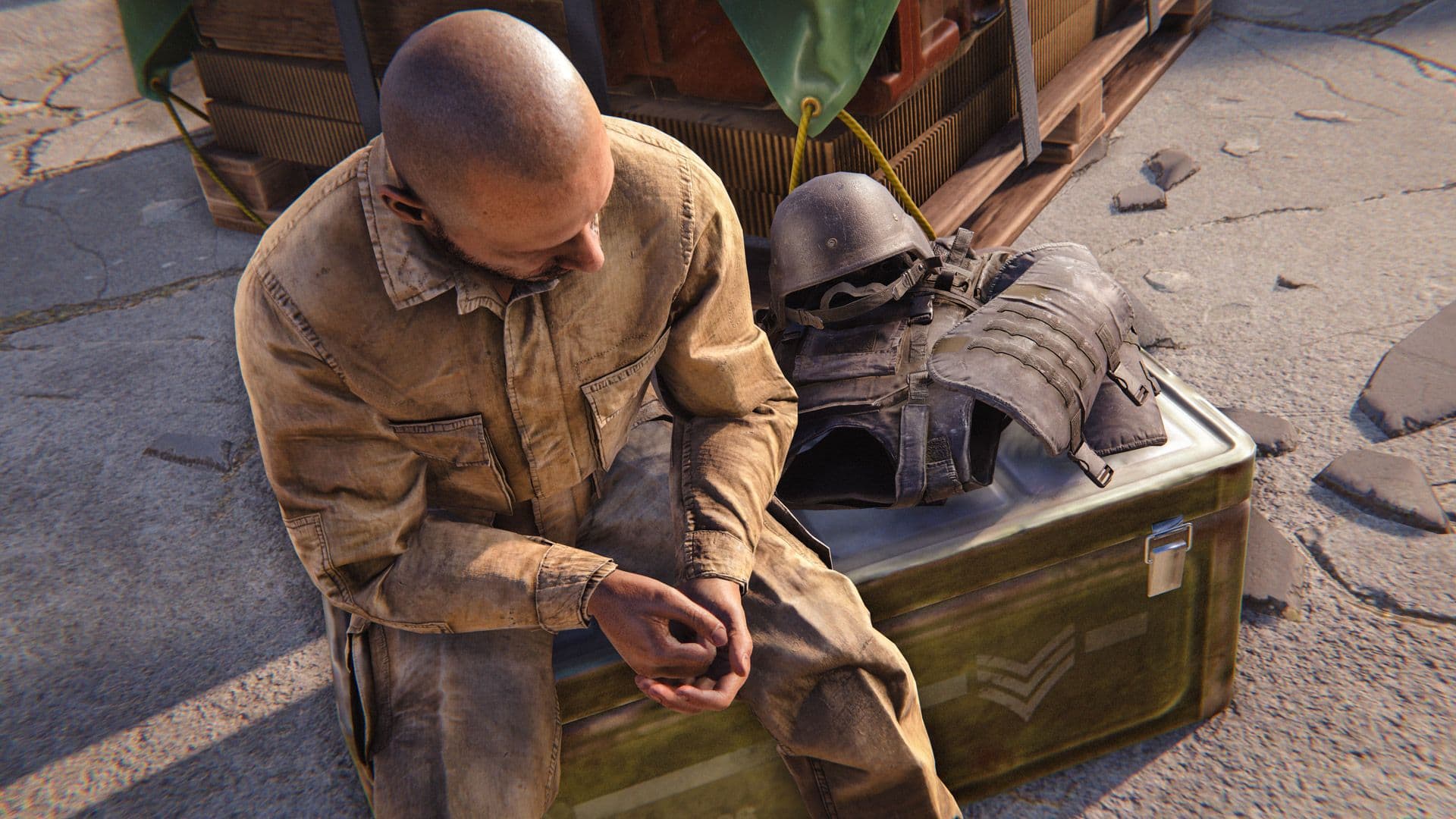 Ballistic Armour pieces displayed with a BDU in Rust.