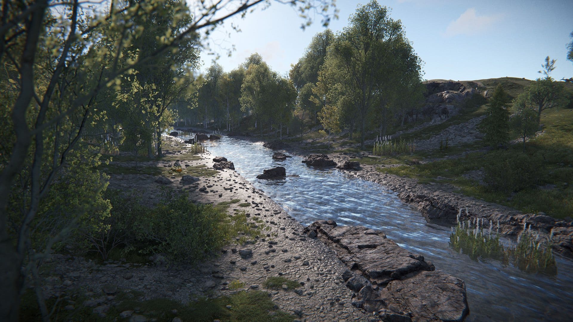 Freshwater river winding through the Rust landscape