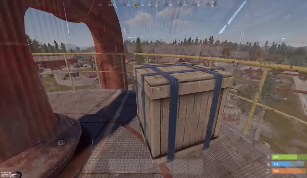 Loot crate on a Water Treatment Plant rooftop in Rust
