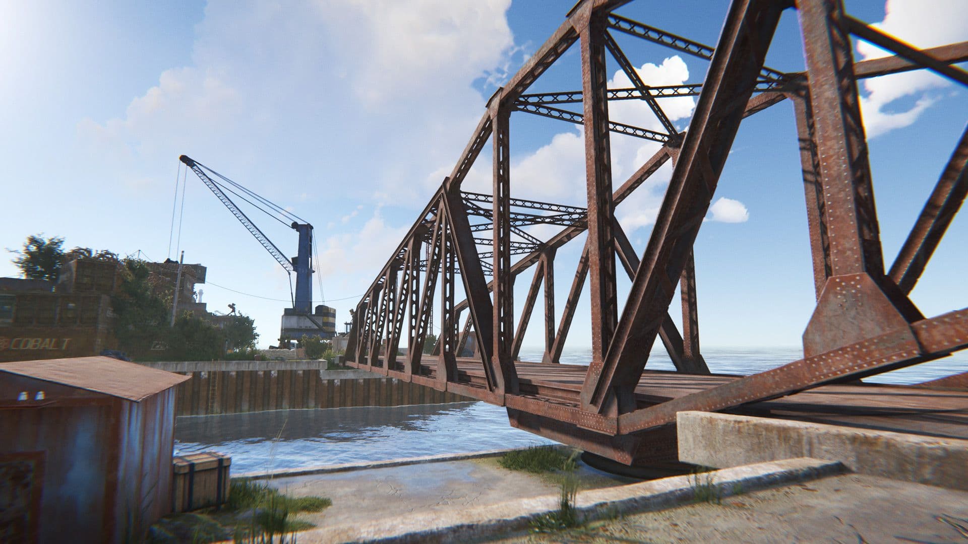 Rust’s Large Harbor in daylight, a green-card monument with no radiation and no scientists
