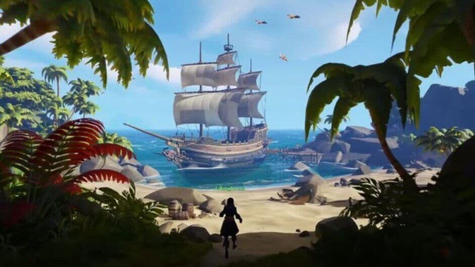 Una vista escénica del mundo pirata en Sea of Thieves desde una captura de pantalla oficial.