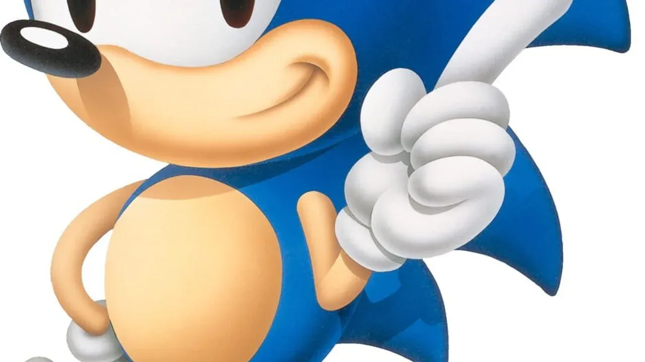 Classic Sonic the Hedgehog artwork featuring the iconic blue blur in a dynamic pose for the 35th anniversary.