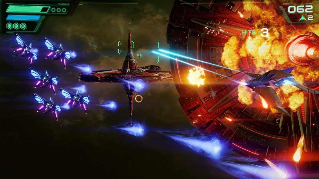 A skirmish in Star Fox showing the transition of arcade-style combat to modern console hardware.