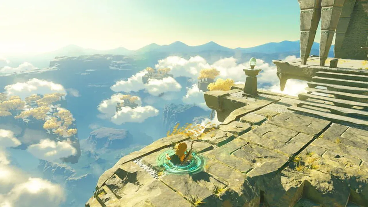 Link uses the Fuse ability in Tears of the Kingdom to attach a boulder to a sturdy wooden stick weapon.