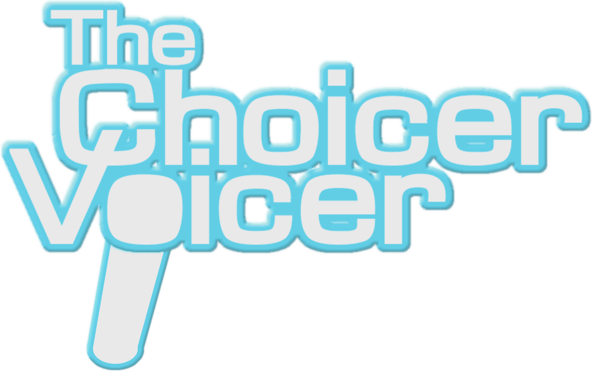 The Choicer Voicer logo featuring a microphone icon representing the game's vocal focus.