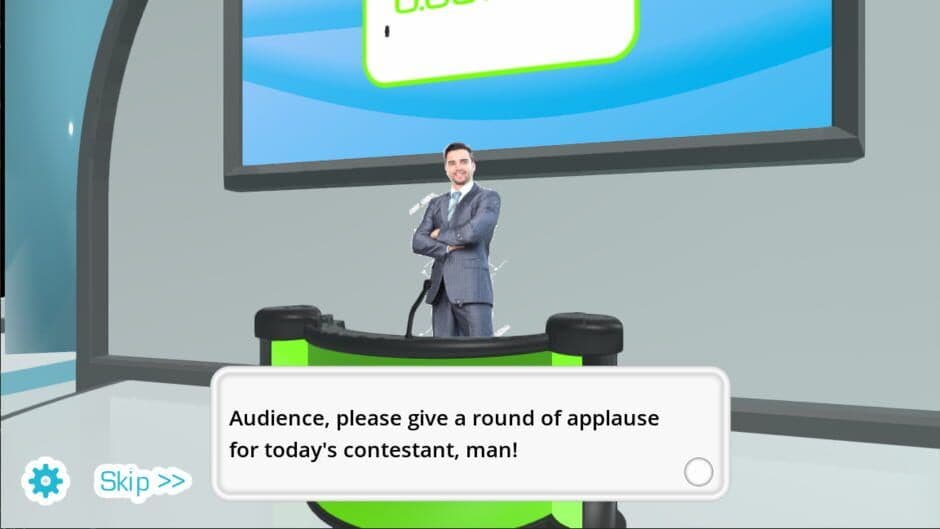 A screenshot from The Choicer Voicer showcasing the game's unique visual style and UI.