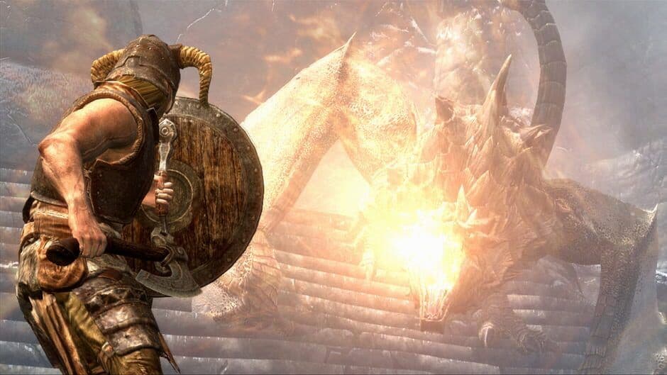 Official gameplay screenshot of The Elder Scrolls V Skyrim showcasing the game's combat environment.