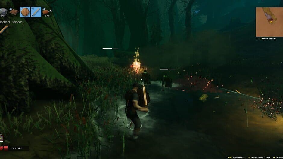 Valheim warrior fighting through the flooded Swamp