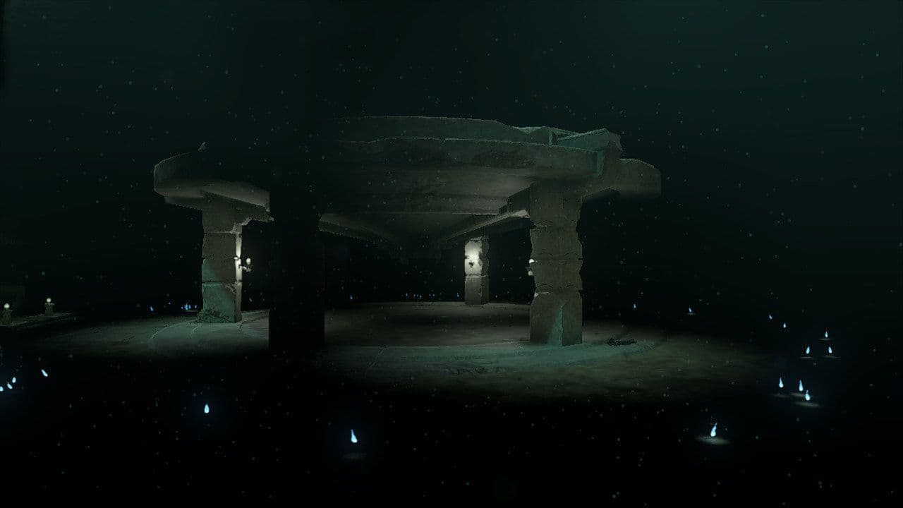 Link explores the dark and cavernous Depths in The Legend of Zelda Tears of the Kingdom.