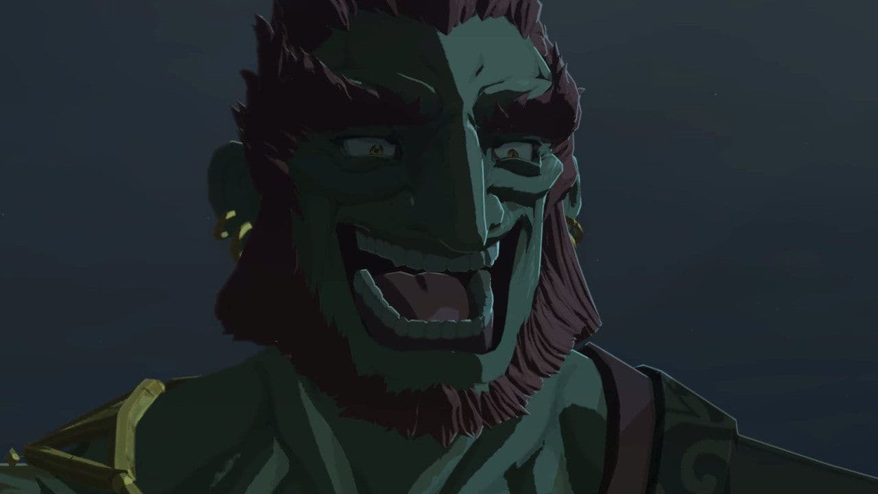 Ganondorf in The Legend of Zelda: Tears of the Kingdom during a dramatic narrative cutscene.