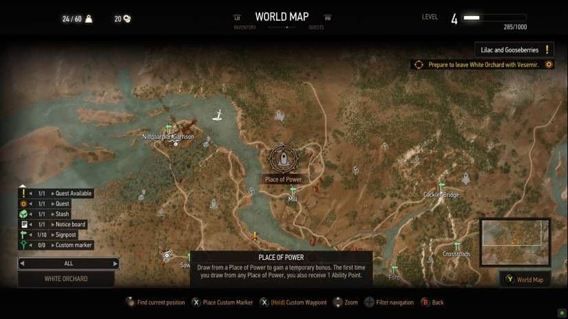 Map location for the Serpentine Steel Sword diagram in The Witcher 3 White Orchard region.
