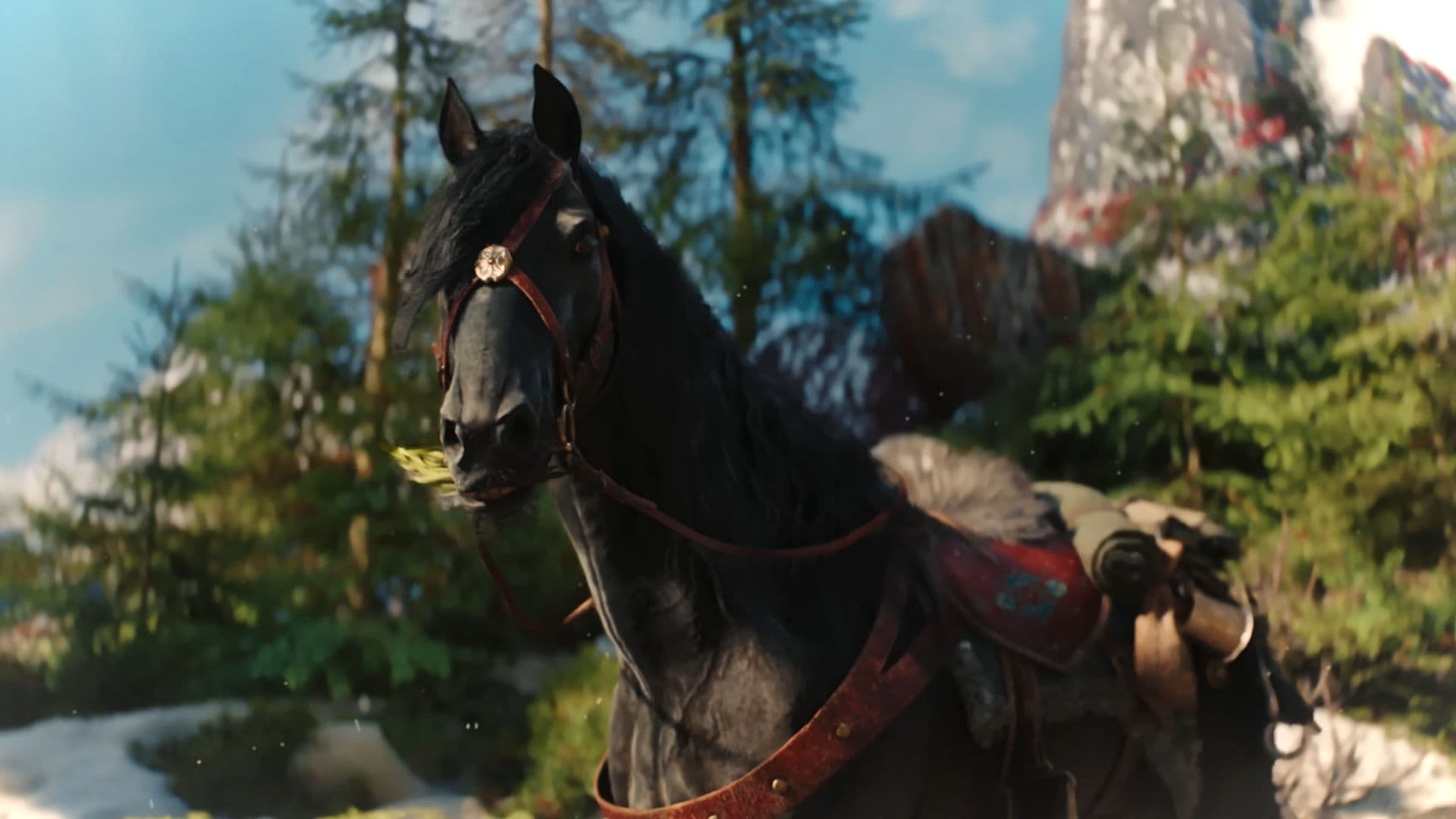 El caballo de Ciri, Kelpie, está listo en una captura de pantalla de The Witcher 4.