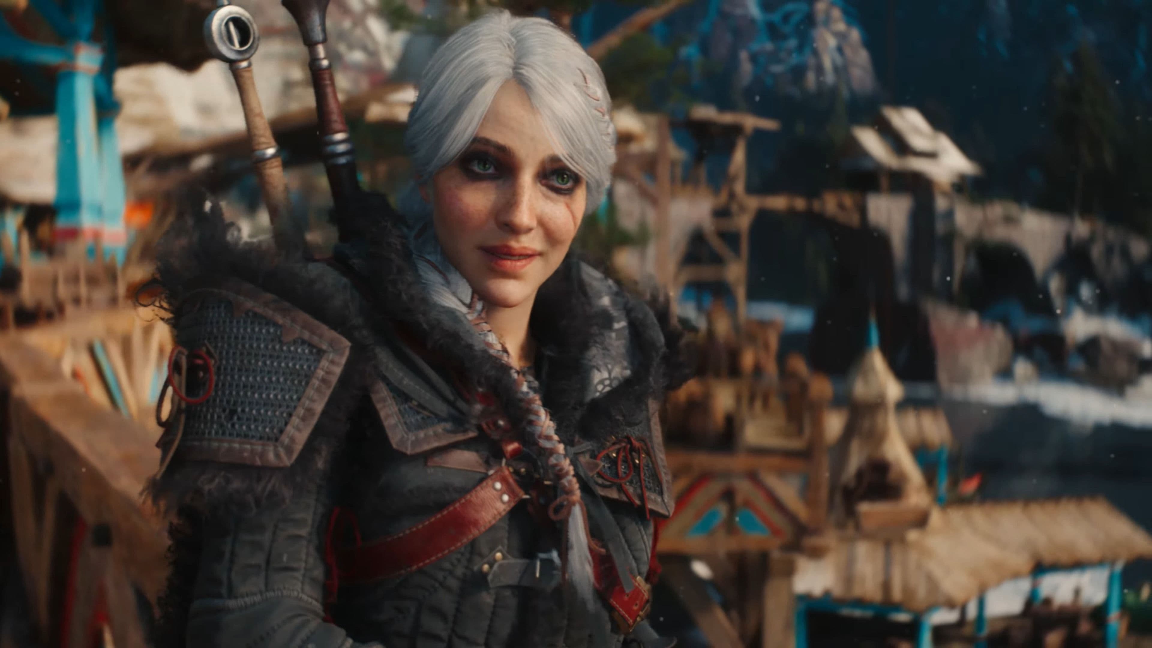 Ciri explora un bullicioso mercado en una captura de pantalla de la demo técnica del próximo The Witcher IV.