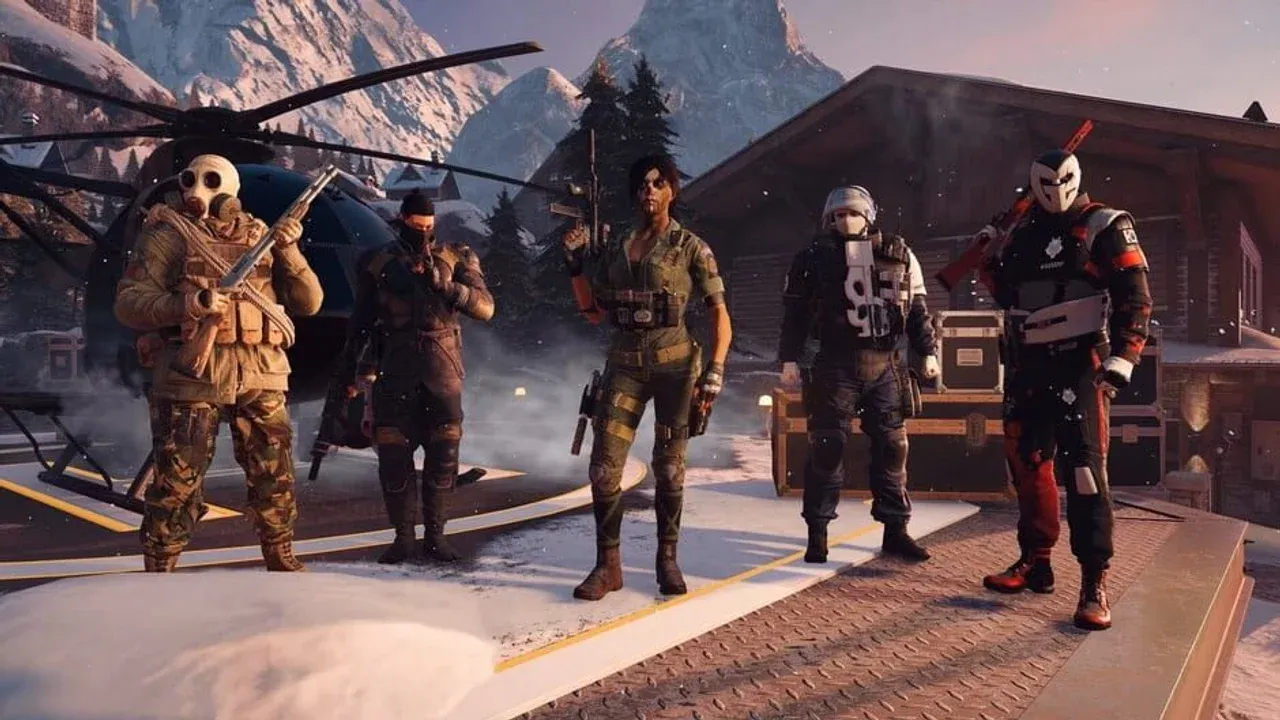 A tactical operator aims down sights in a high-stakes interior environment in Tom Clancy's Rainbow Six Siege.