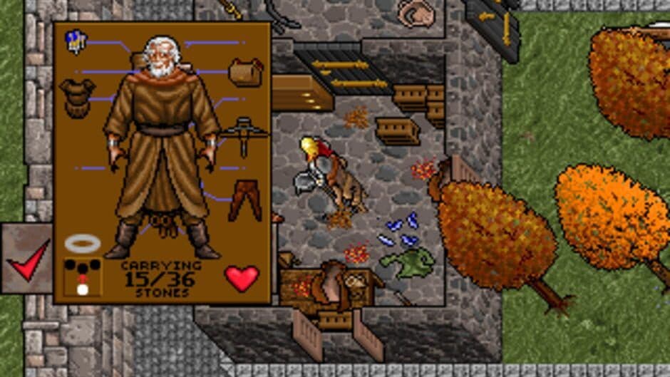 Una captura de pantalla oficial de la jugabilidad que muestra el detallado mundo e interfaz de Ultima VII.