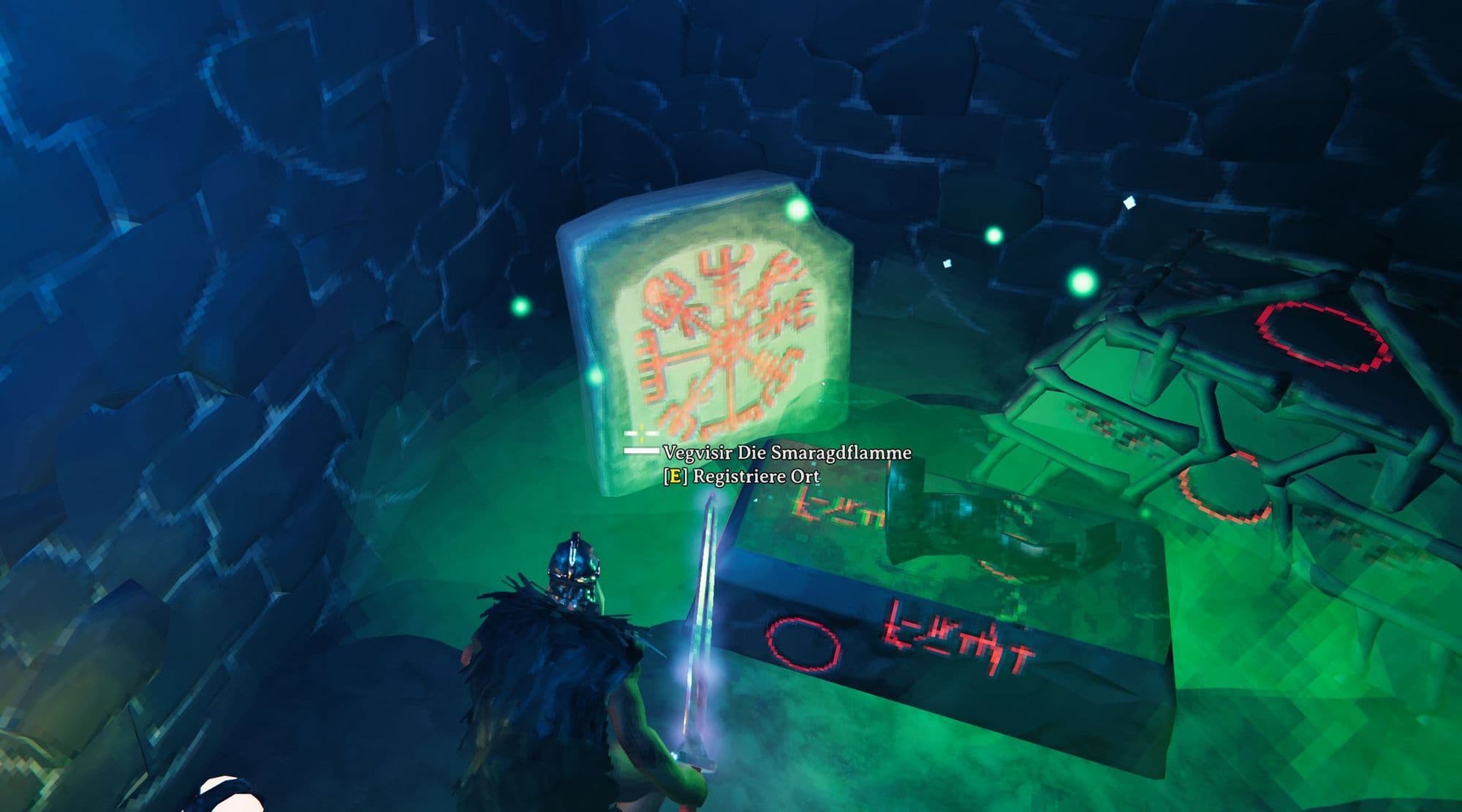 Fader Vegvisir glowing inside a Charred Fortress tower